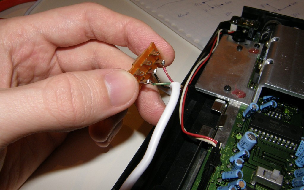 Wiring soldered to the switch